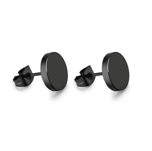 2 Pairs Of 316L Surgical Steel Punk Black & Silver Men Women Stud Earrings